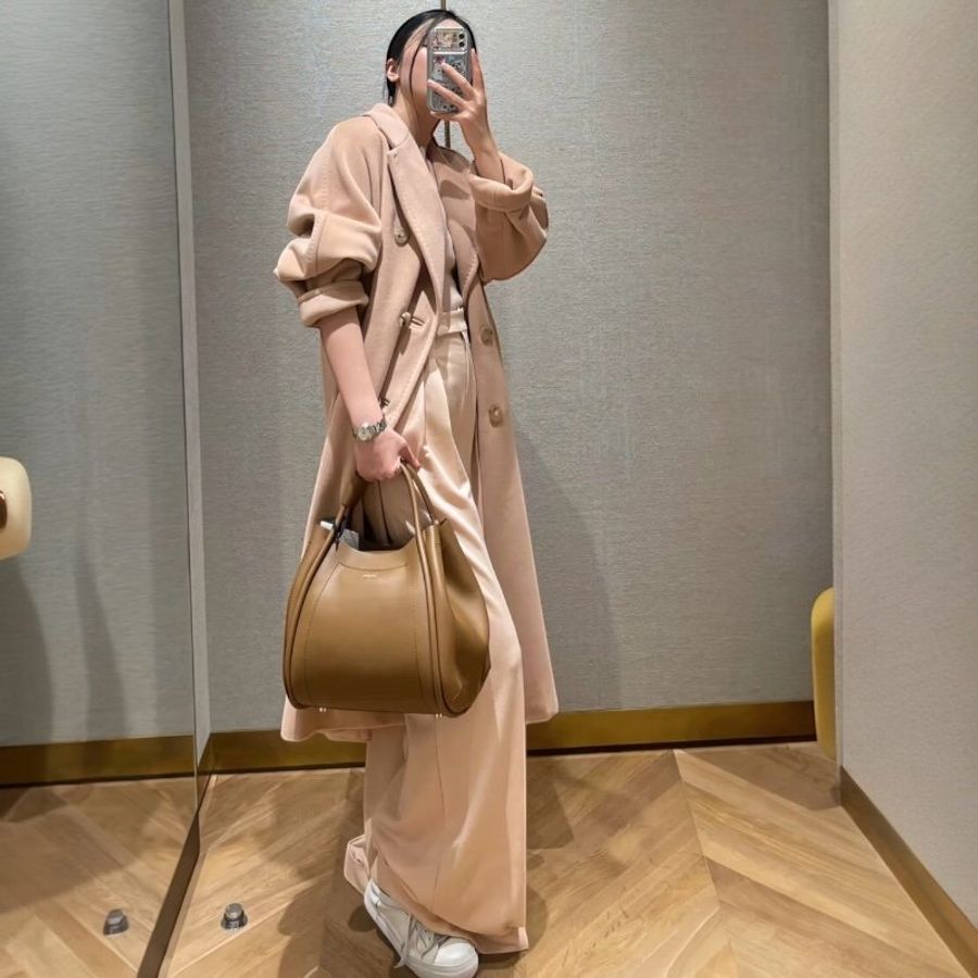 🧧新年特價活動🧧Max Mara 女款 101801 Madame 羊絨喀什米爾混紡經典大衣 煙粉色 FR 36S /38S-M /40 M/42M-L《當季專櫃正售★全新商品 》-1