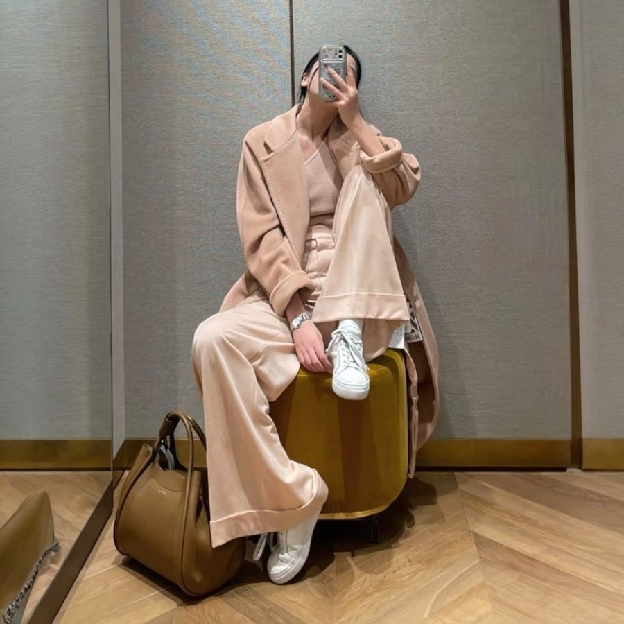 🧧新年特價活動🧧Max Mara 女款 101801 Madame 羊絨喀什米爾混紡經典大衣 煙粉色 FR 36S /38S-M /40 M/42M-L《當季專櫃正售★全新商品 》-2