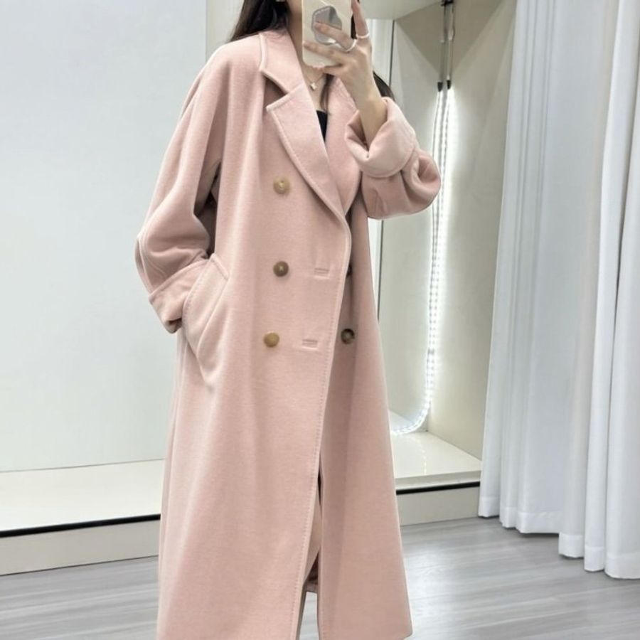 🧧新年特價活動🧧Max Mara 女款 101801 Madame 羊絨喀什米爾混紡經典大衣 煙粉色 FR 36S /38S-M /40 M/42M-L《當季專櫃正售★全新商品 》-13