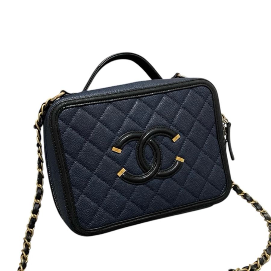 Chanel VanityCase 藍拼黑-5