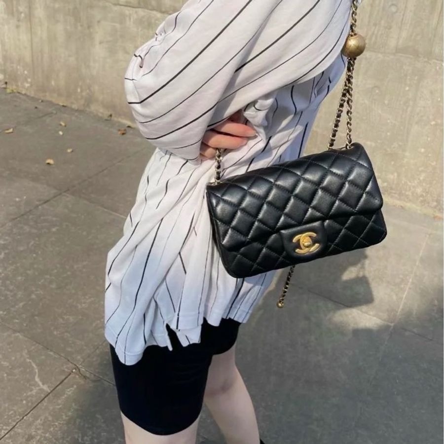 CHANEL 香奈兒 Classic flap bag CF mini 20 金球 鏈條包 斜背包 肩背包 側背包 手提包-11