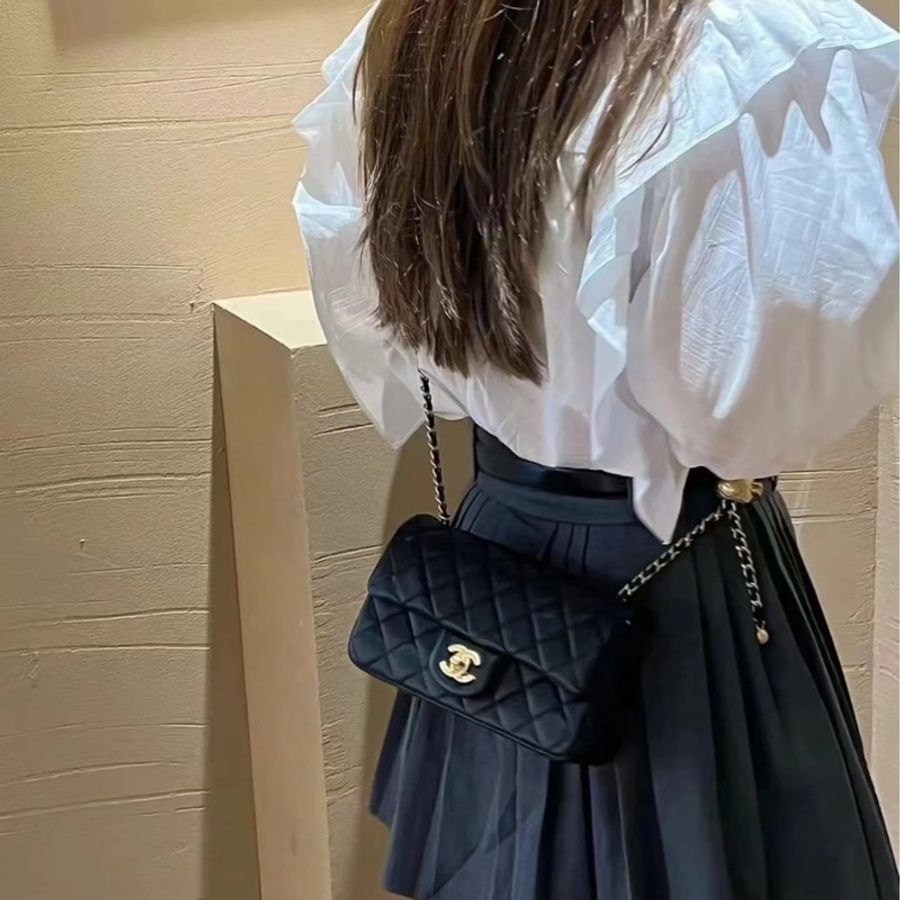 CHANEL 香奈兒 Classic flap bag CF mini 20 金球 鏈條包 斜背包 肩背包 側背包 手提包-12
