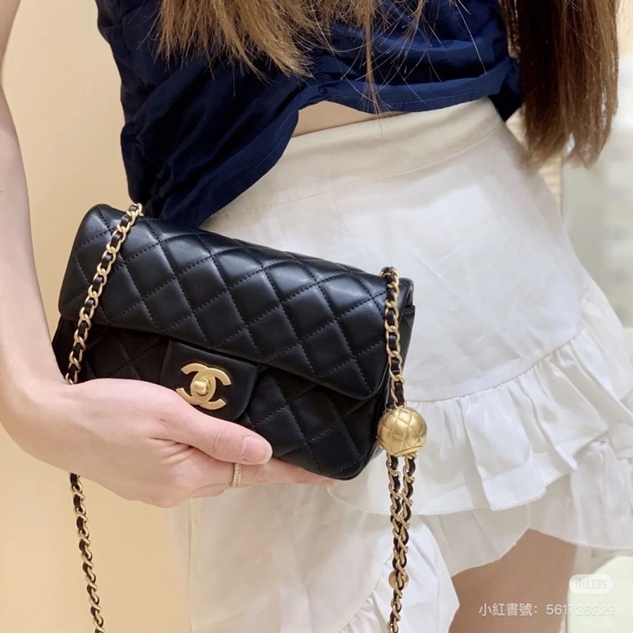 CHANEL 香奈兒 Classic flap bag CF mini 20 金球 鏈條包 斜背包 肩背包 側背包 手提包-16