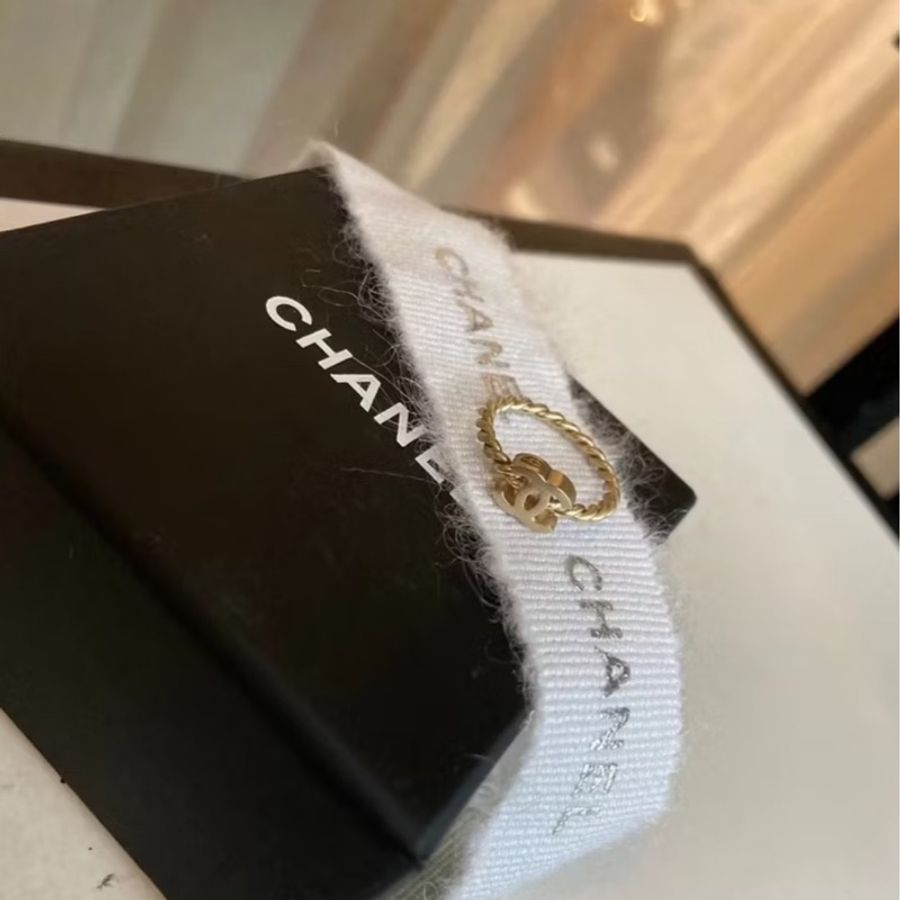 CHANEL 香奈兒 金色 戒指 雙c標誌 金色 戒子 飾品-5