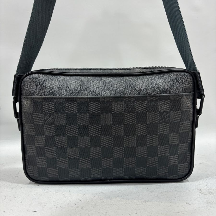 Louis Vuitton N40188 黑棋盤格帆布拉鍊斜背郵差包-2