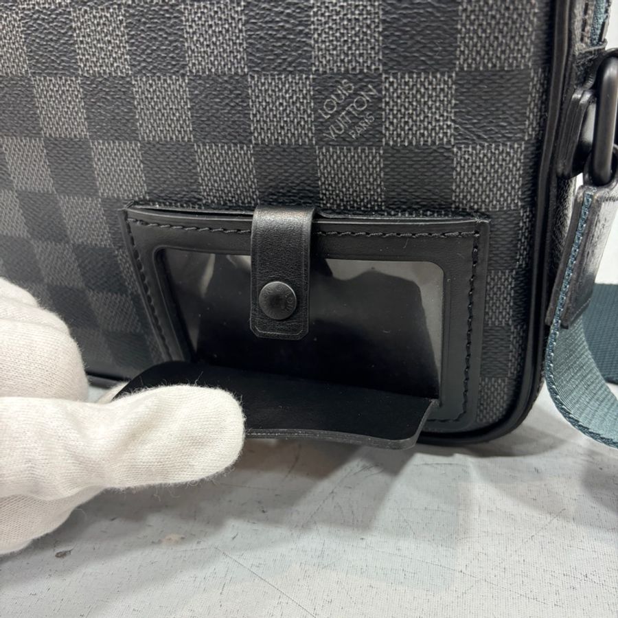 Louis Vuitton N40188 黑棋盤格帆布拉鍊斜背郵差包-10
