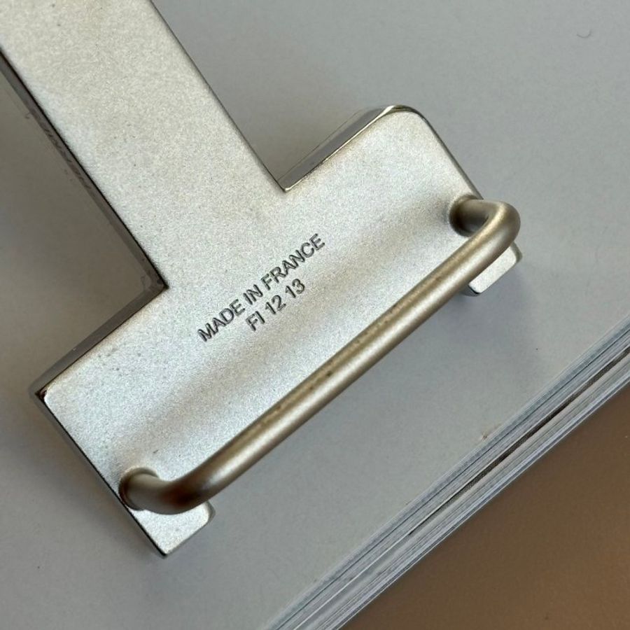 ::HERMES:: Mini Constance大象灰/白銀釦雙面皮帶75-8