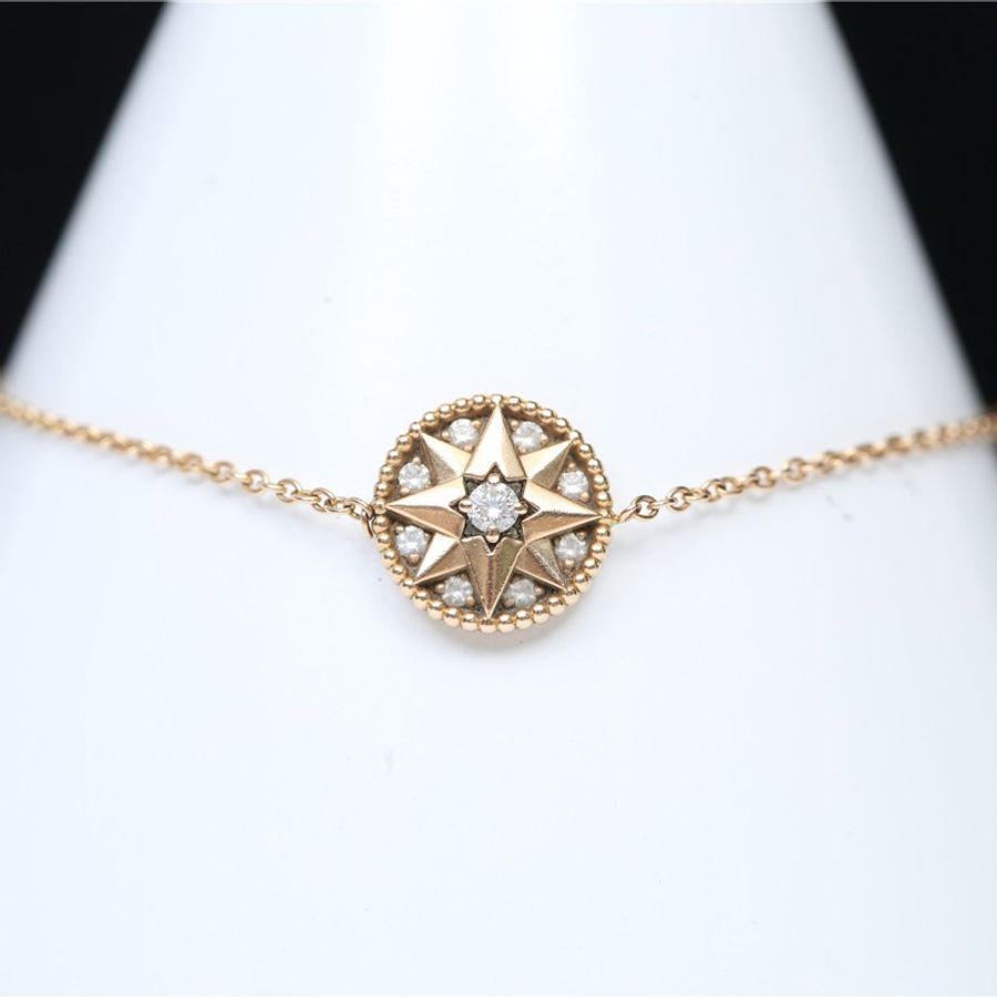 DIOR(迪奧) ROSE DES VENTS 羅盤 八芒星滿鑽手鏈 S-M碼 玫瑰金-0