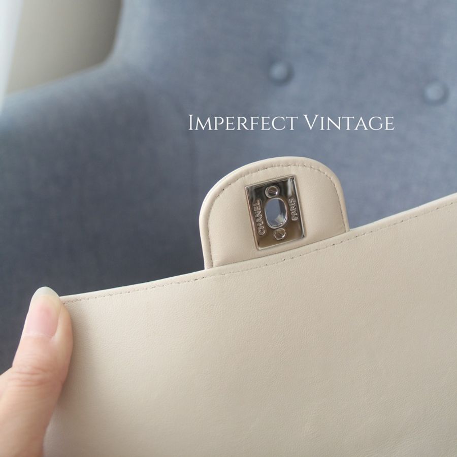 Chanel mini Cf 羊皮V紋奶油白色CF #miniCf-15