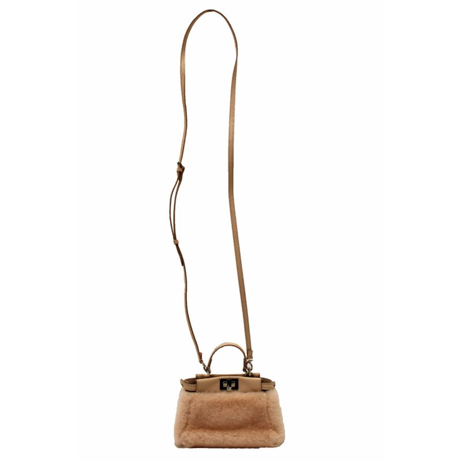 Fendi Pink Shearling and Leather Micro Peekaboo Bag-3