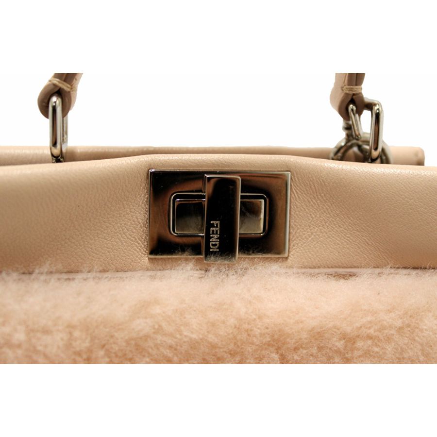 Fendi Pink Shearling and Leather Micro Peekaboo Bag-8
