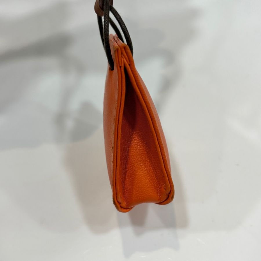 Hermes 橘色迷你包包造型皮革吊飾Sac Orange Charm-3