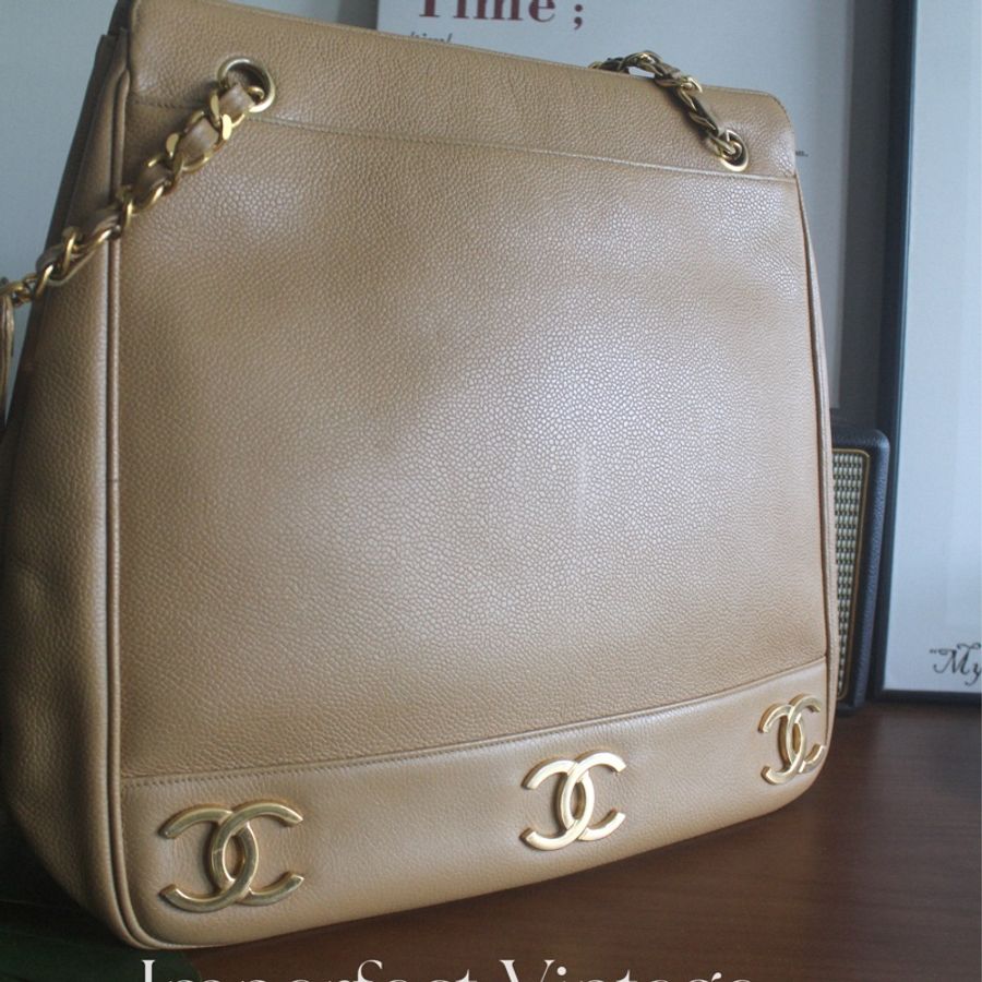 大降價‼️Chanel 三重CC鍍金托特包-6