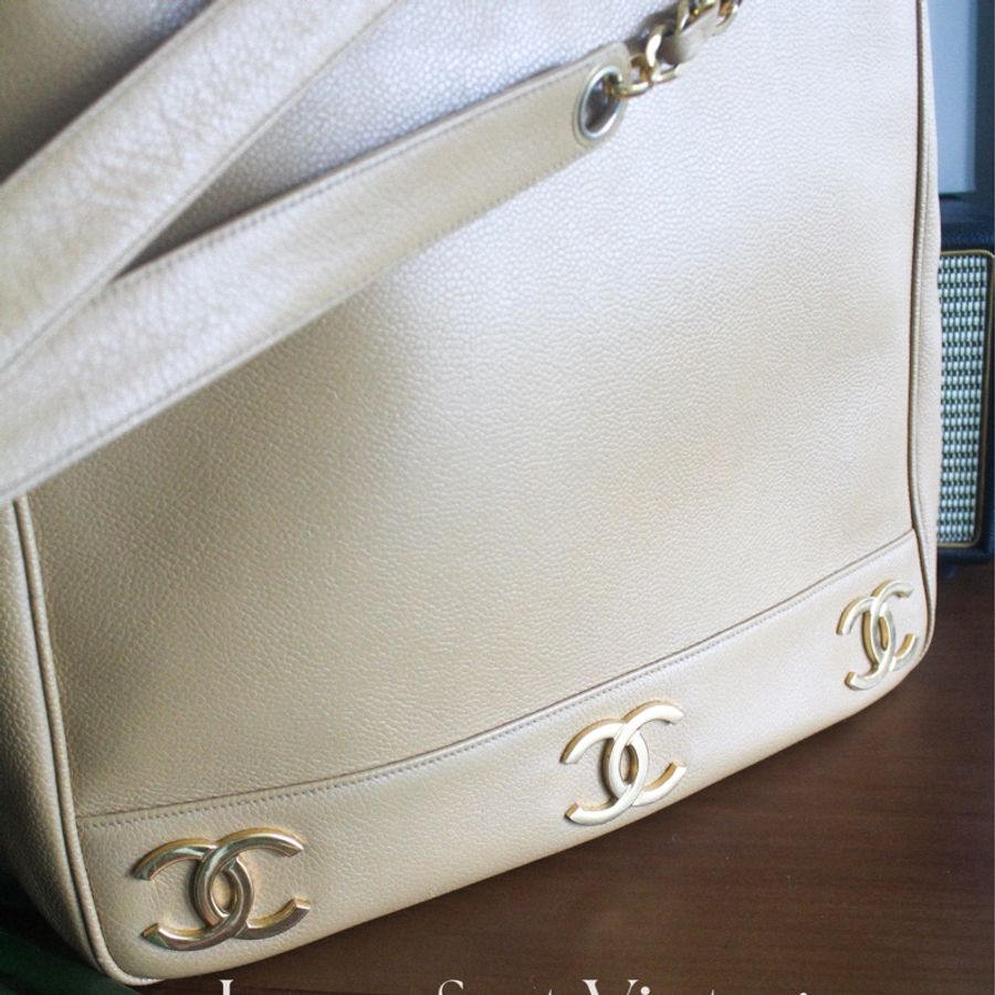 大降價‼️Chanel 三重CC鍍金托特包-7