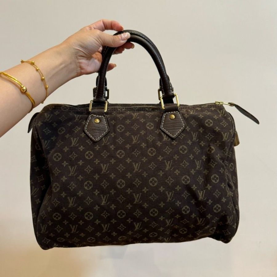 Louis Vuitton LV Speedy 30 MiniLin Bandoulière 牛仔 丹寧 緹花布 枕頭包 手提包 肩背包 側背包 斜背包-0