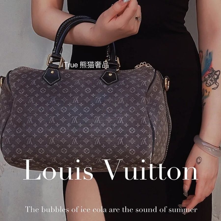 Louis Vuitton LV Speedy 30 MiniLin Bandoulière 牛仔 丹寧 緹花布 枕頭包 手提包 肩背包 側背包 斜背包-7