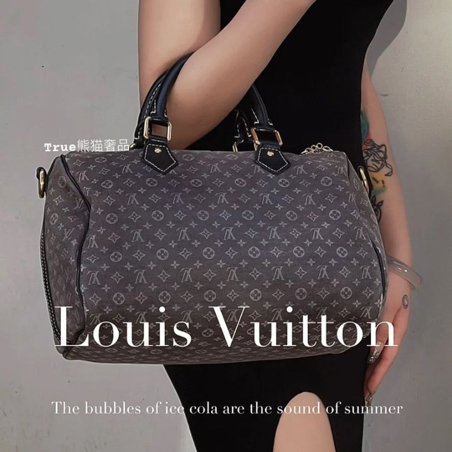 Louis Vuitton LV Speedy 30 MiniLin Bandoulière 牛仔 丹寧 緹花布 枕頭包 手提包 肩背包 側背包 斜背包-8