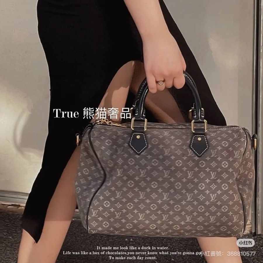 Louis Vuitton LV Speedy 30 MiniLin Bandoulière 牛仔 丹寧 緹花布 枕頭包 手提包 肩背包 側背包 斜背包-9