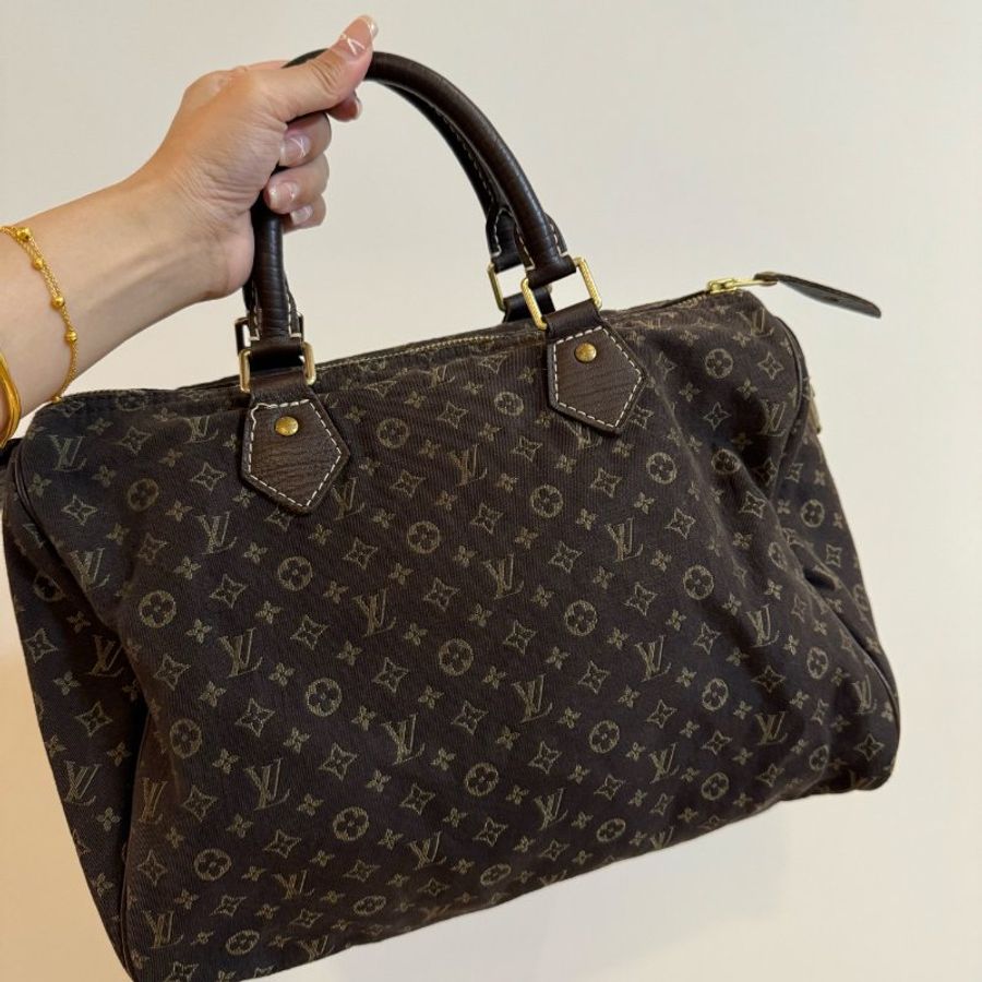 Louis Vuitton LV Speedy 30 MiniLin Bandoulière 牛仔 丹寧 緹花布 枕頭包 手提包 肩背包 側背包 斜背包-15