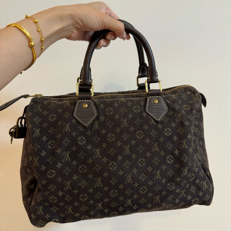 Louis Vuitton LV Speedy 30 MiniLin Bandoulière 牛仔 丹寧 緹花布 枕頭包 手提包 肩背包 側背包 斜背包-17