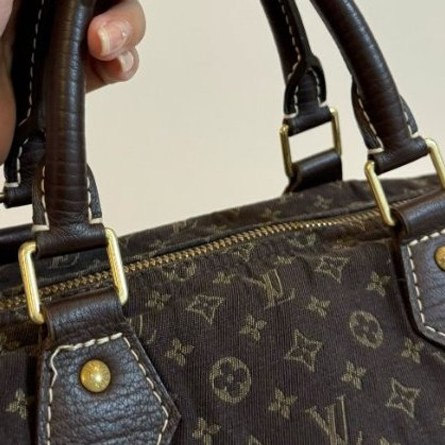 Louis Vuitton LV Speedy 30 MiniLin Bandoulière 牛仔 丹寧 緹花布 枕頭包 手提包 肩背包 側背包 斜背包-36