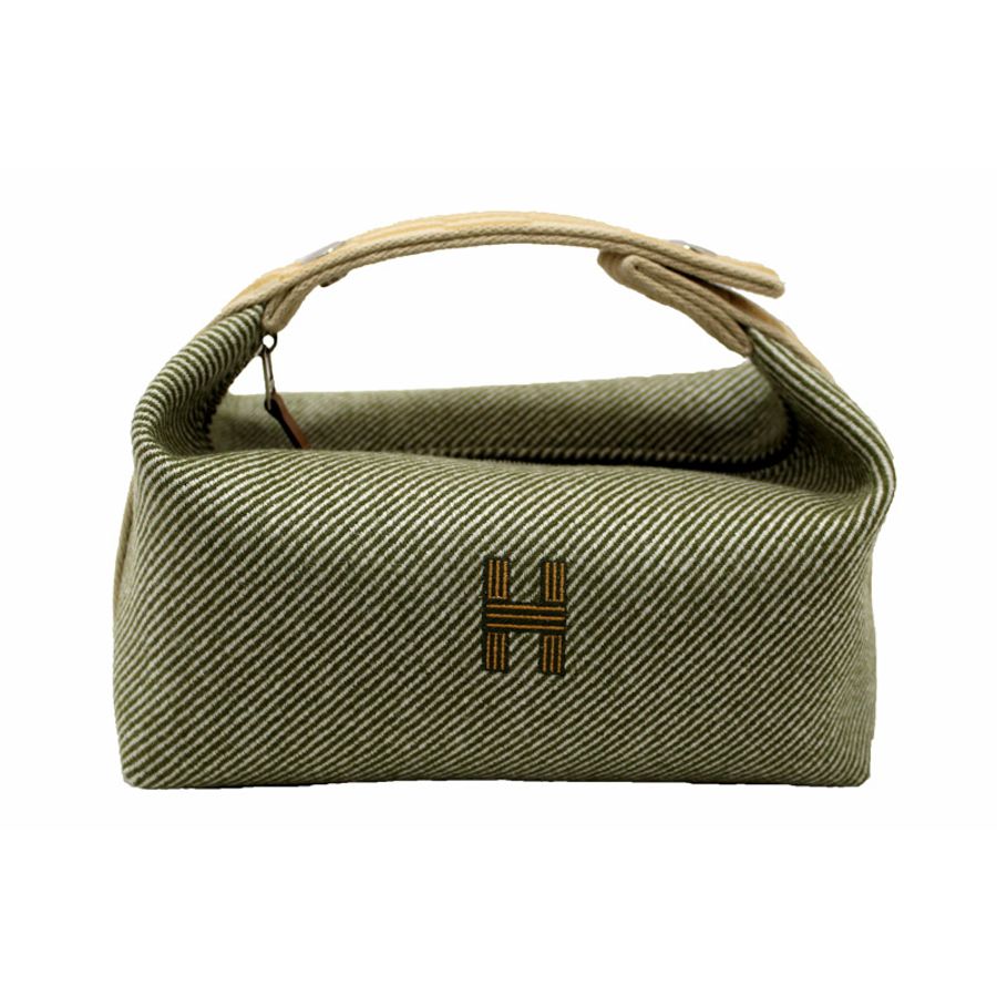 Hermes Wool Small Bride-A-Brac H Natte Pouch Vert Foret-0