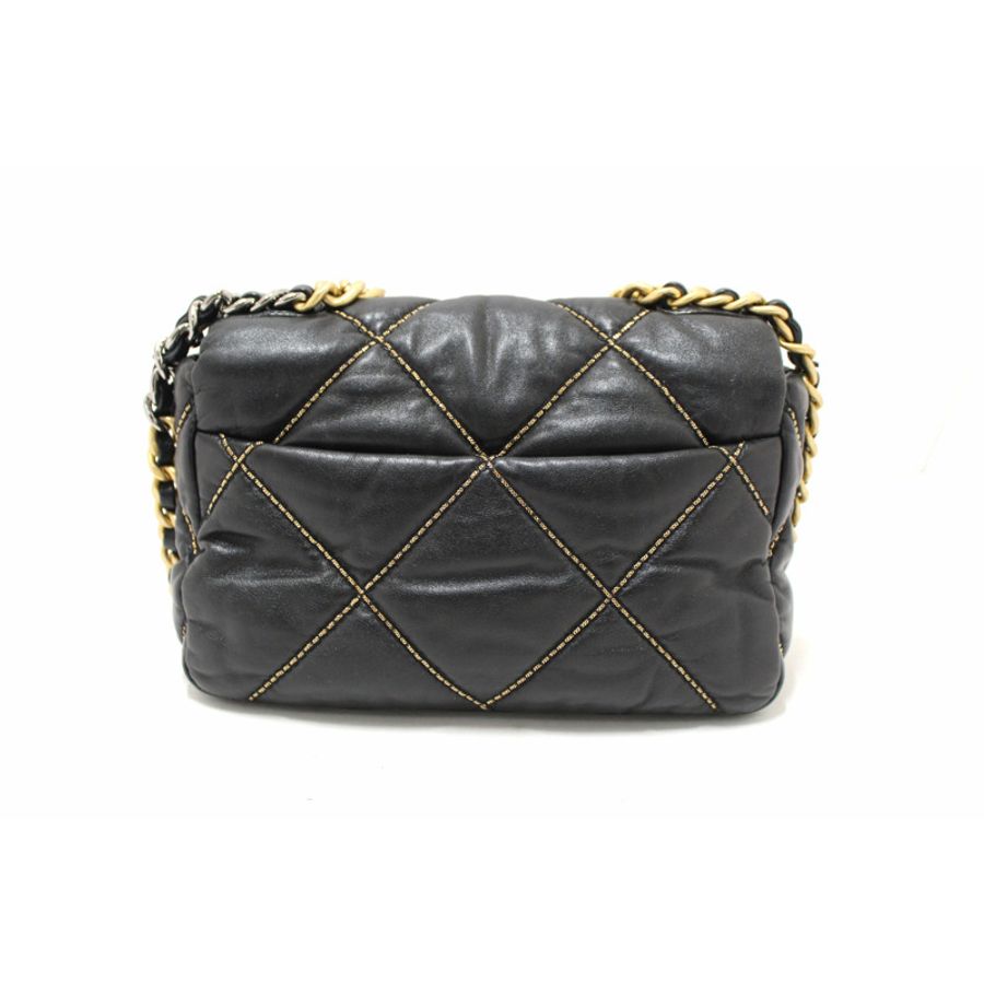 Limited Edition Chanel 19 Medium Black Quilted Lambskin Leather Shoulder Crossbody Bag-3