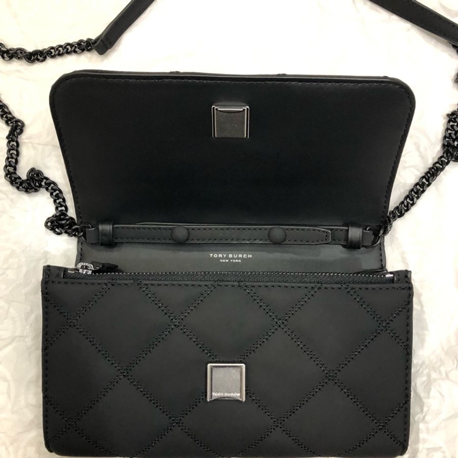 TORY BURCH willa 磨砂黑 woc 鏈袋斜背包 手拿包 全新無瑕疵-2