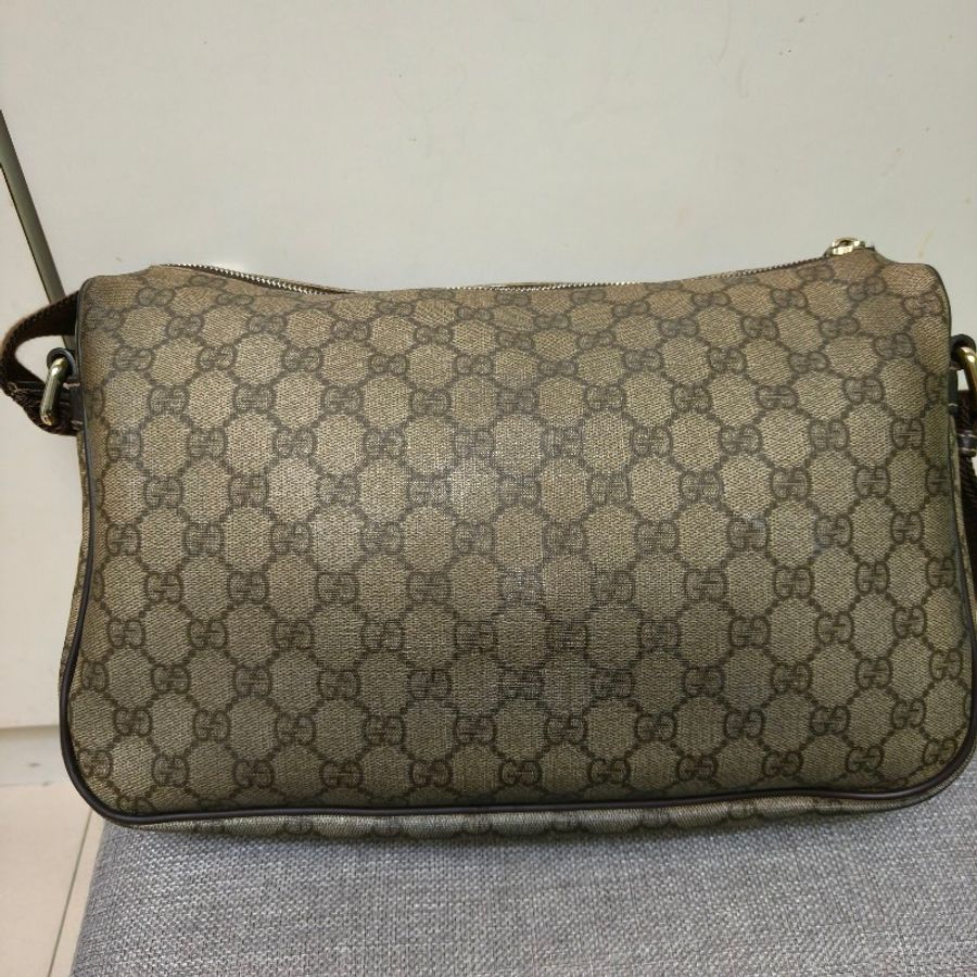 ‼️年終出清‼️12/6~12/29限時驚喜價🎁㊣✨Gucci✨古馳 咖啡色 老花 帆布 GG 肩背包 斜背包 腋下包 郵差包/二手包/二手精品🌳二手樹屋🌳-4