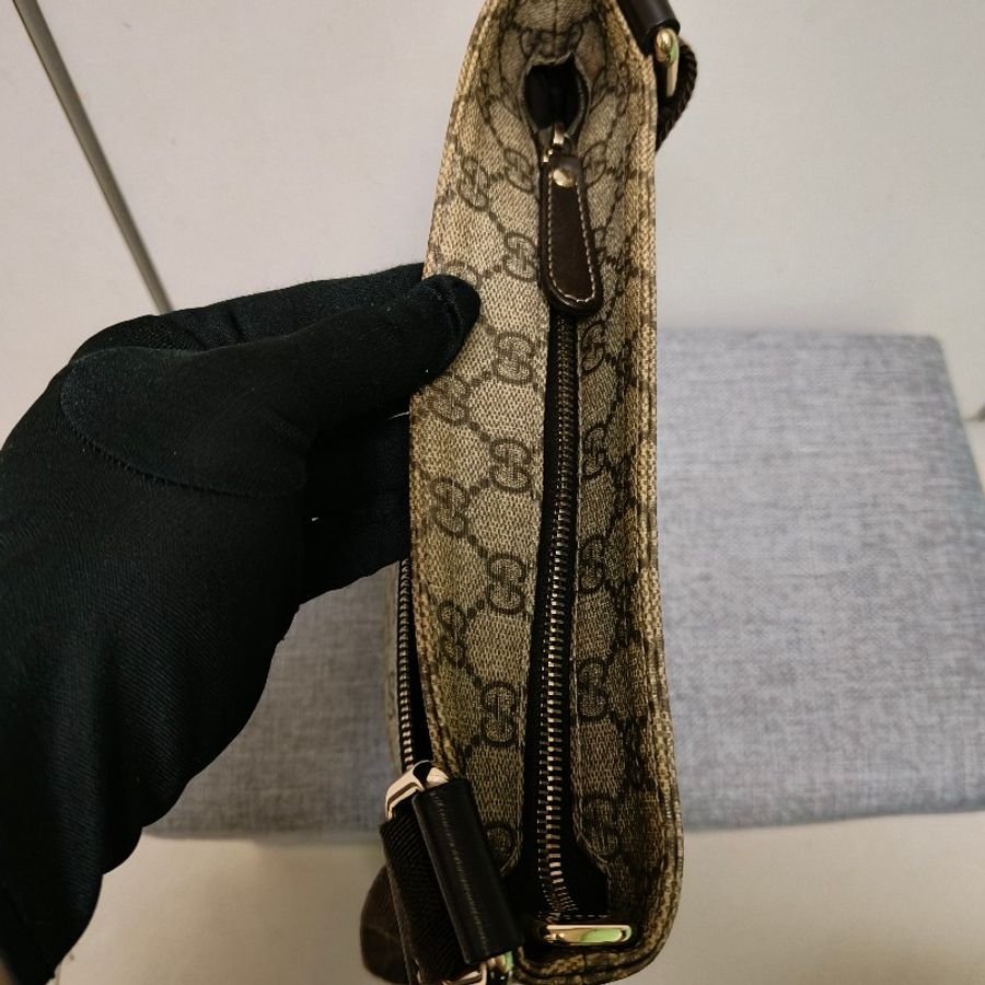 🔥10/3-10/31週年慶🔥【超狂優惠】【8成新】㊣✨Gucci✨古馳 咖啡色 老花 帆布 GG 扁包 肩背包 斜背包/二手包/二手精品🌳二手樹屋🌳-19