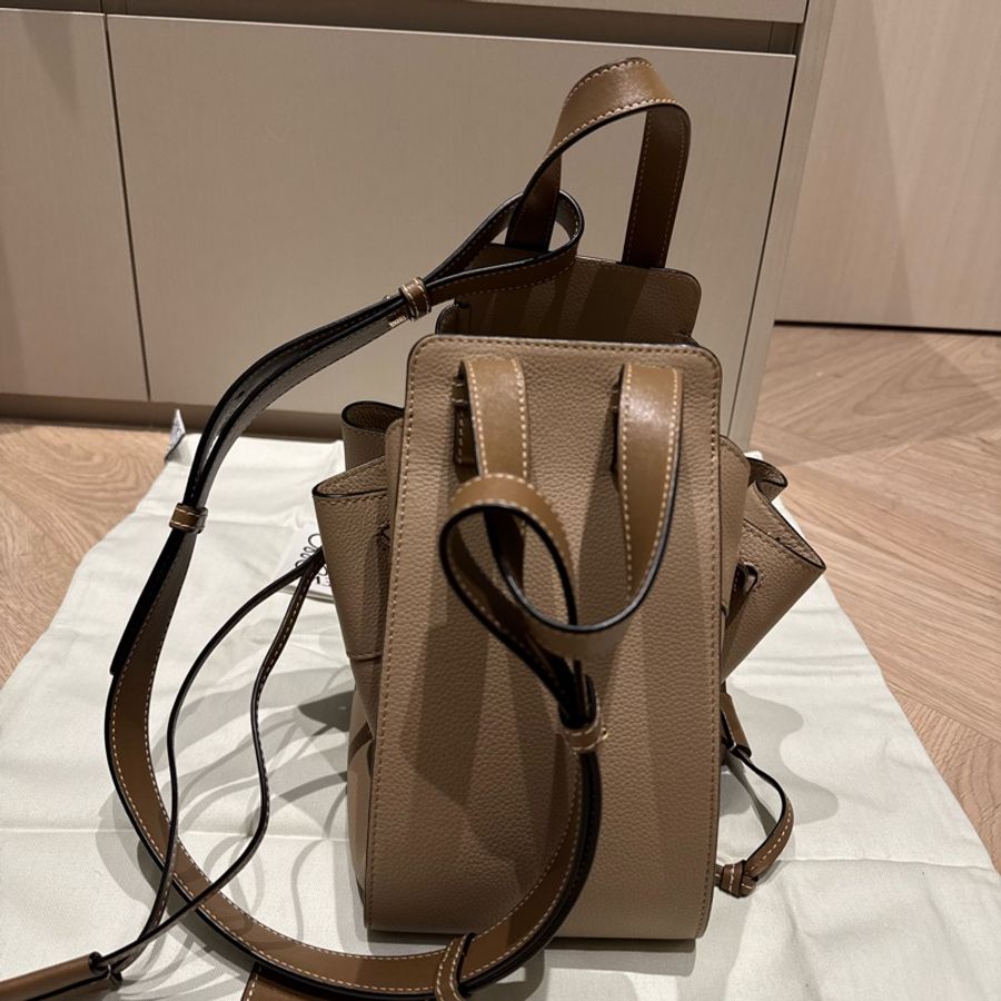 LOEWE Hammock DW Small Bag Sand & Mink Color / 小號 吊床包 沙色拼貂褐色小型手提肩背包-3