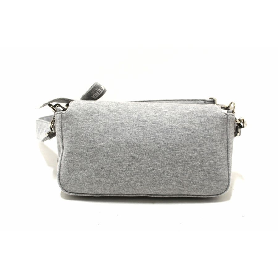 NEW Fendi x Marc Jacobs Grey Jersey Logo Medium Baguette Shoulder Bag-3