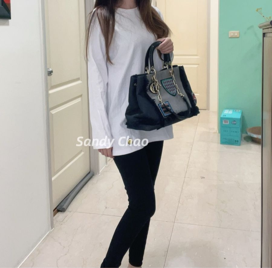 ෆ Dior 牛仔托特包 限定千鳥格徽章款-3
