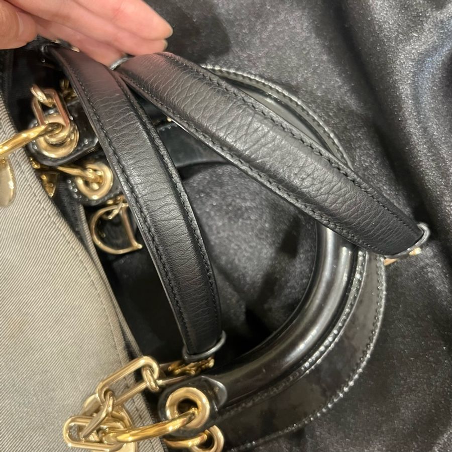 ෆ Dior 牛仔托特包 限定千鳥格徽章款-22
