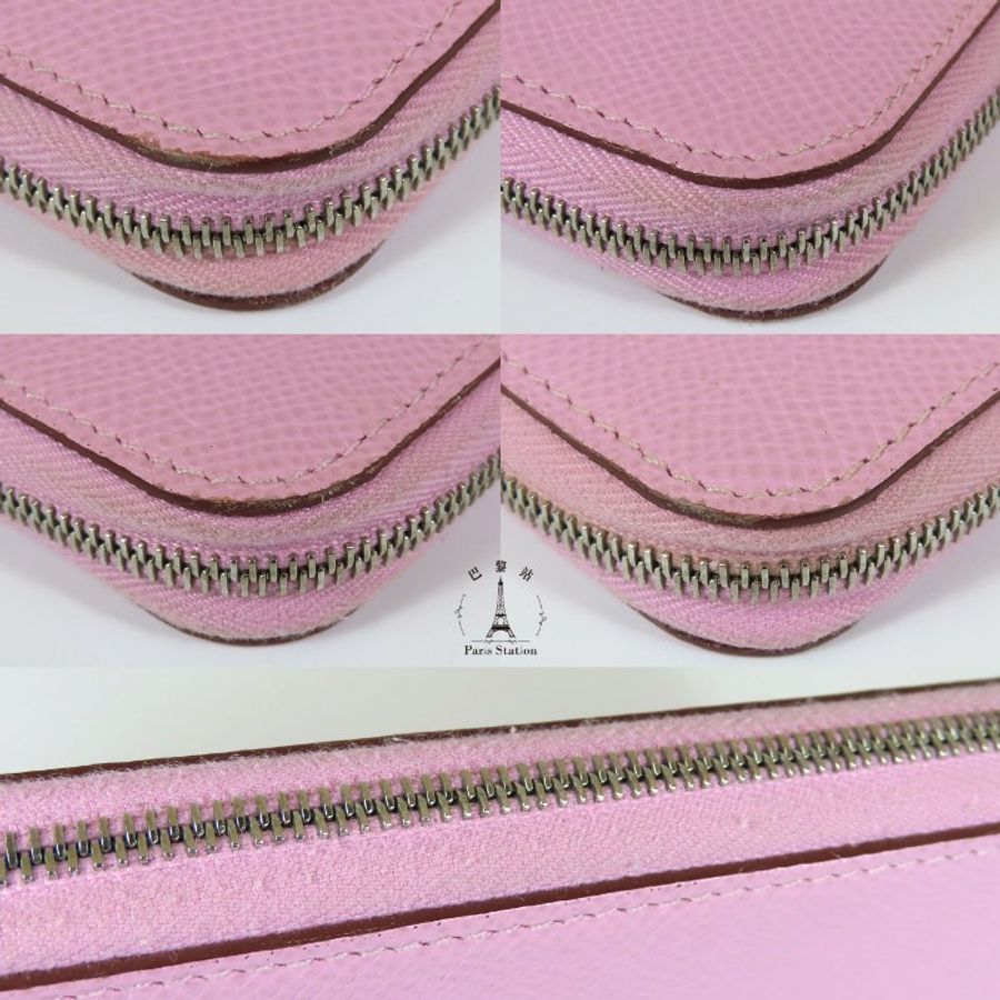 【巴黎站二手名牌專賣店】*現貨*HERMES 愛馬仕 真品*U刻silk in系列錦葵紫內黃花絲巾長夾-5