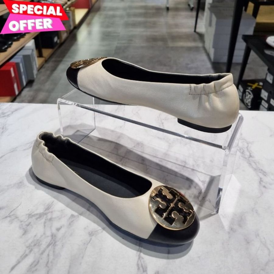 🎁母親節特價🎁Tory Burch 148336 女款 Claire芭蕾平底鞋  黑白雙色 EU36/US6-0