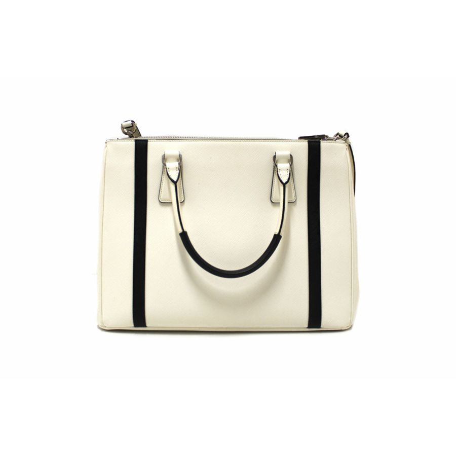 Prada White and Black Bi-color Saffiano Galleria Large Tote Bag-3