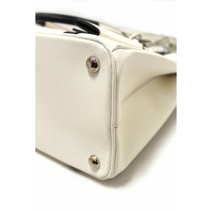 Prada White and Black Bi-color Saffiano Galleria Large Tote Bag-6