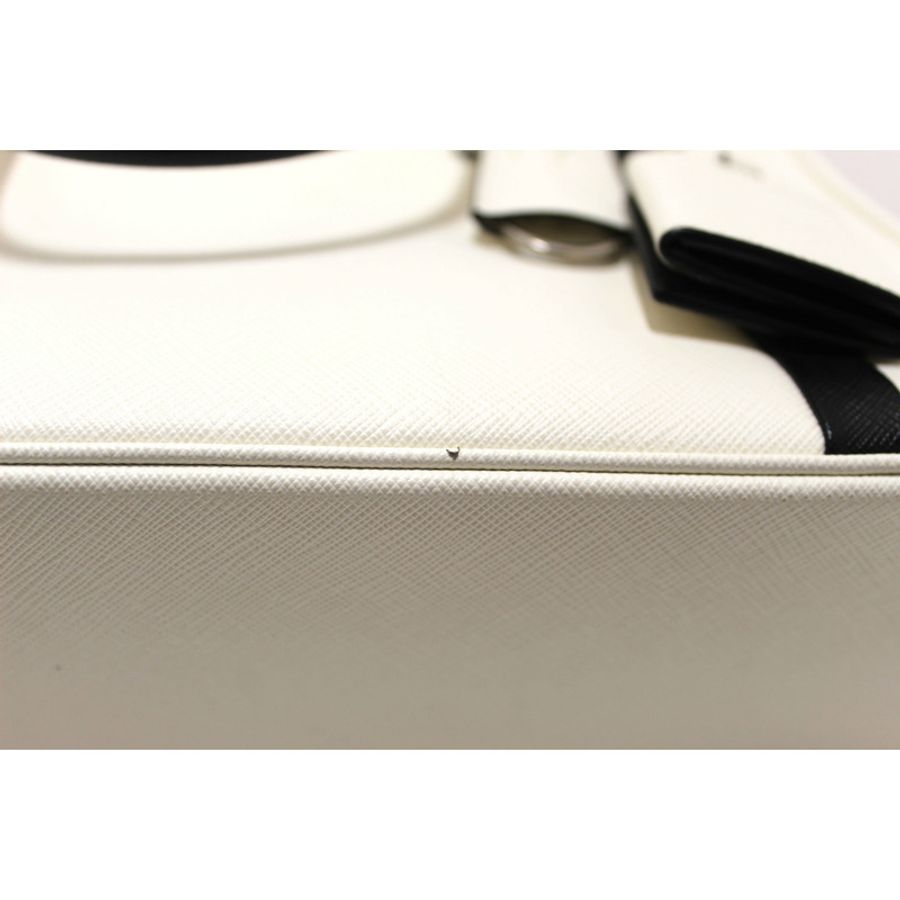 Prada White and Black Bi-color Saffiano Galleria Large Tote Bag-8