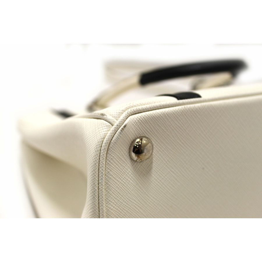 Prada White and Black Bi-color Saffiano Galleria Large Tote Bag-10