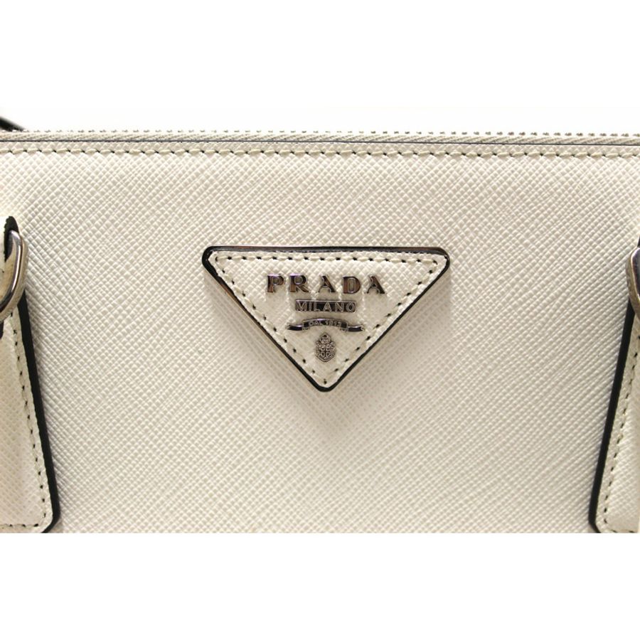 Prada White and Black Bi-color Saffiano Galleria Large Tote Bag-12