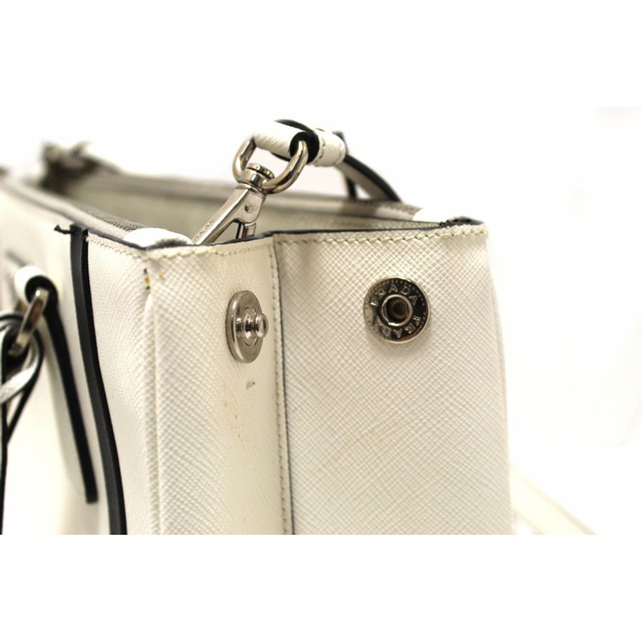 Prada White and Black Bi-color Saffiano Galleria Large Tote Bag-13