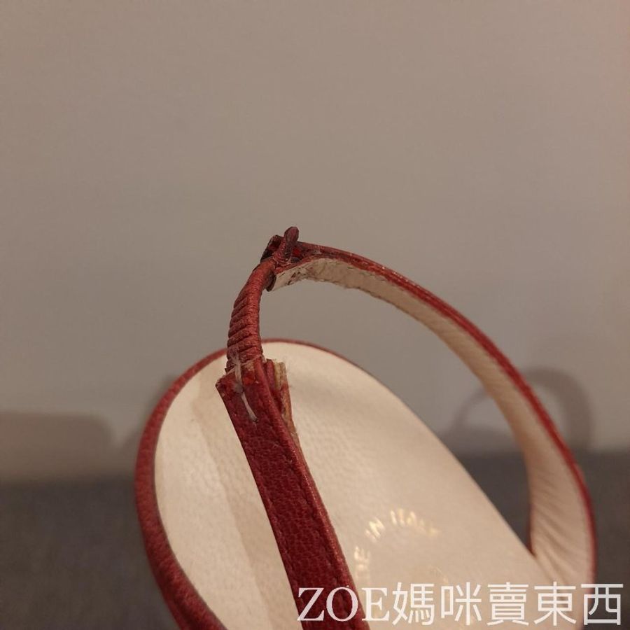 Chanel 白拼酒紅色細根高跟鞋-7