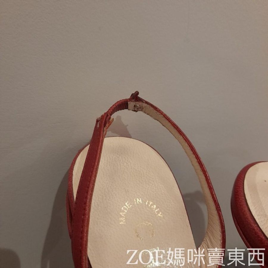 Chanel 白拼酒紅色細根高跟鞋-13