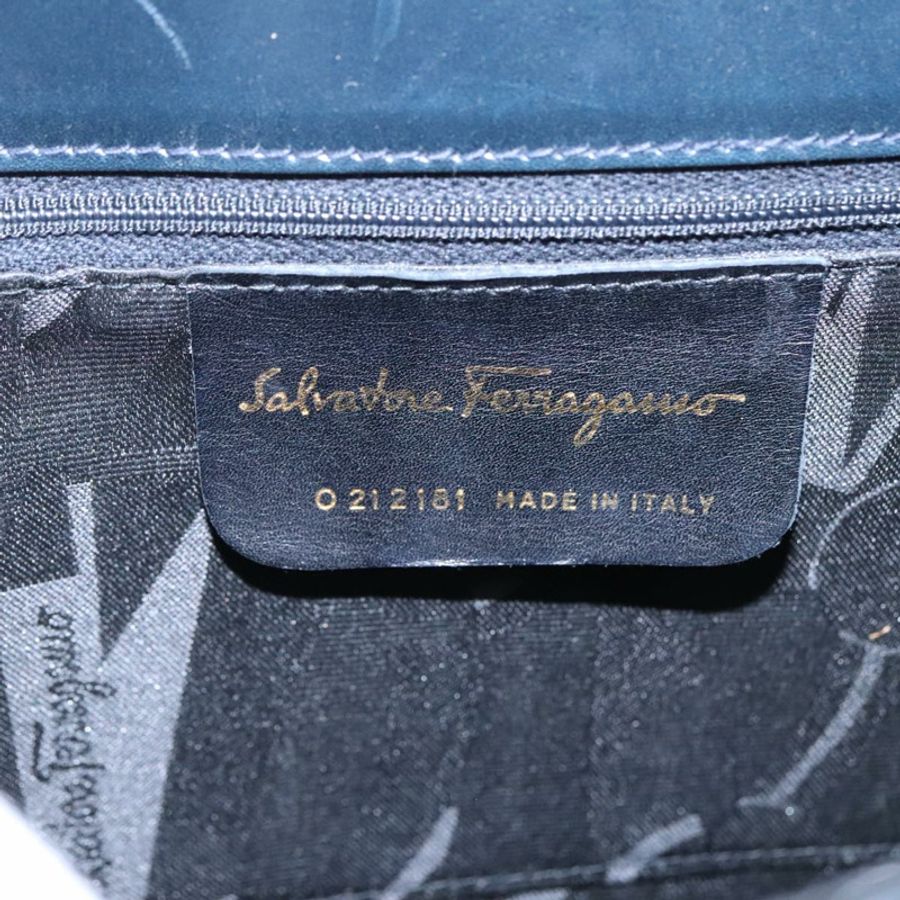 【日本直送】Salvatore Ferragamo Gancini 手提包 皮革 兩用 海軍藍 金色 正品 98125-11