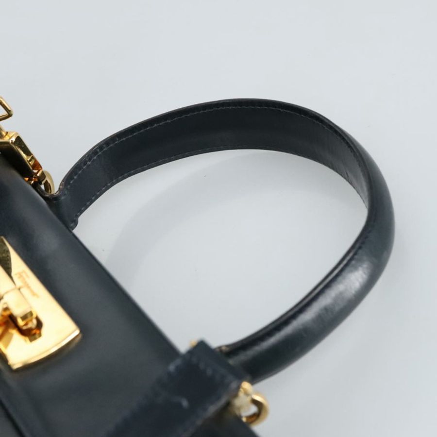 【日本直送】Salvatore Ferragamo Gancini 手提包 皮革 兩用 海軍藍 金色 正品 98125-13