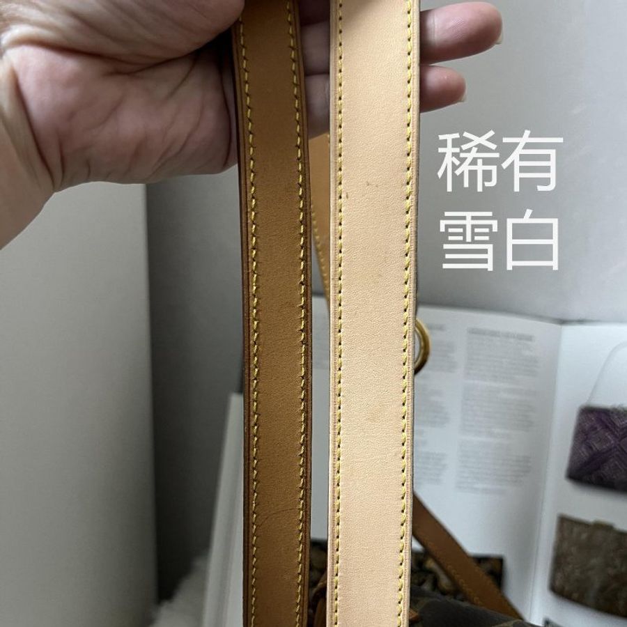 漂亮  多功能原廠背帶 LV 路易威登 原廠  大釦 苯染皮25mm可調式背帶-16