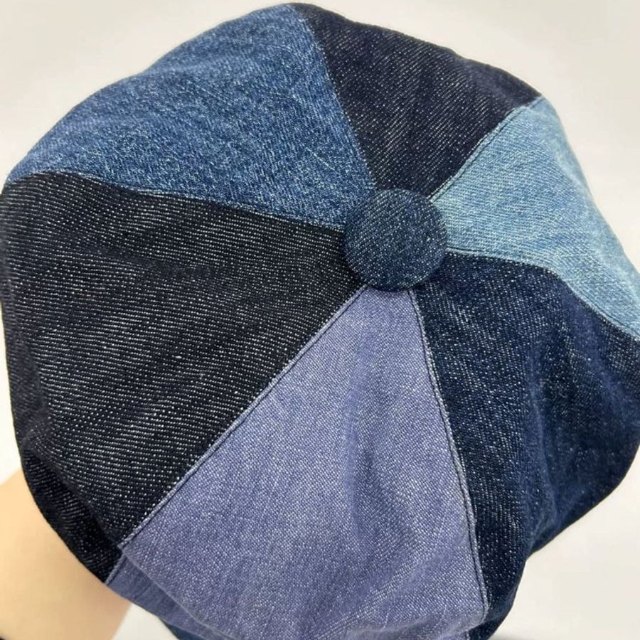 Dior 牛仔拚色報童帽 56cm 很新-1