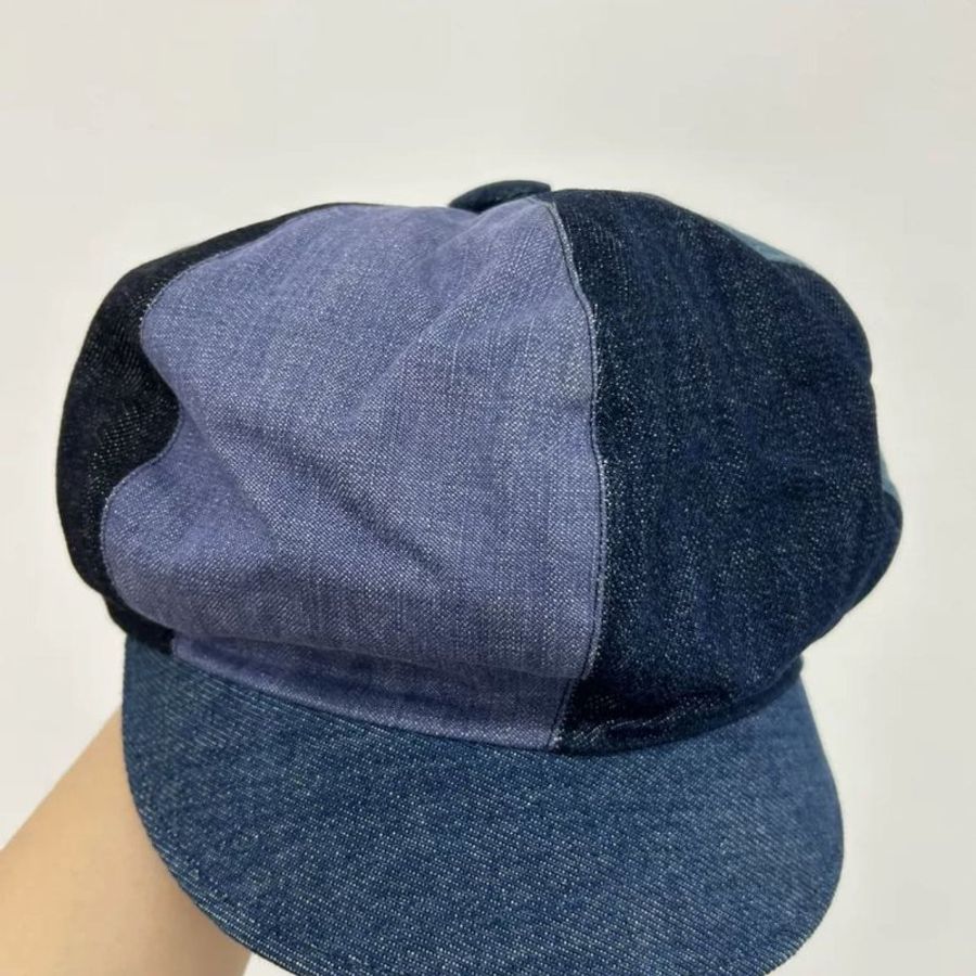 Dior 牛仔拚色報童帽 56cm 很新-2