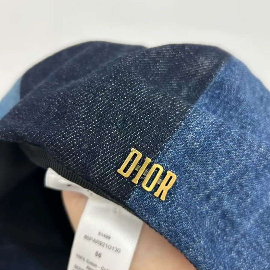 Dior 牛仔拚色報童帽 56cm 很新-3